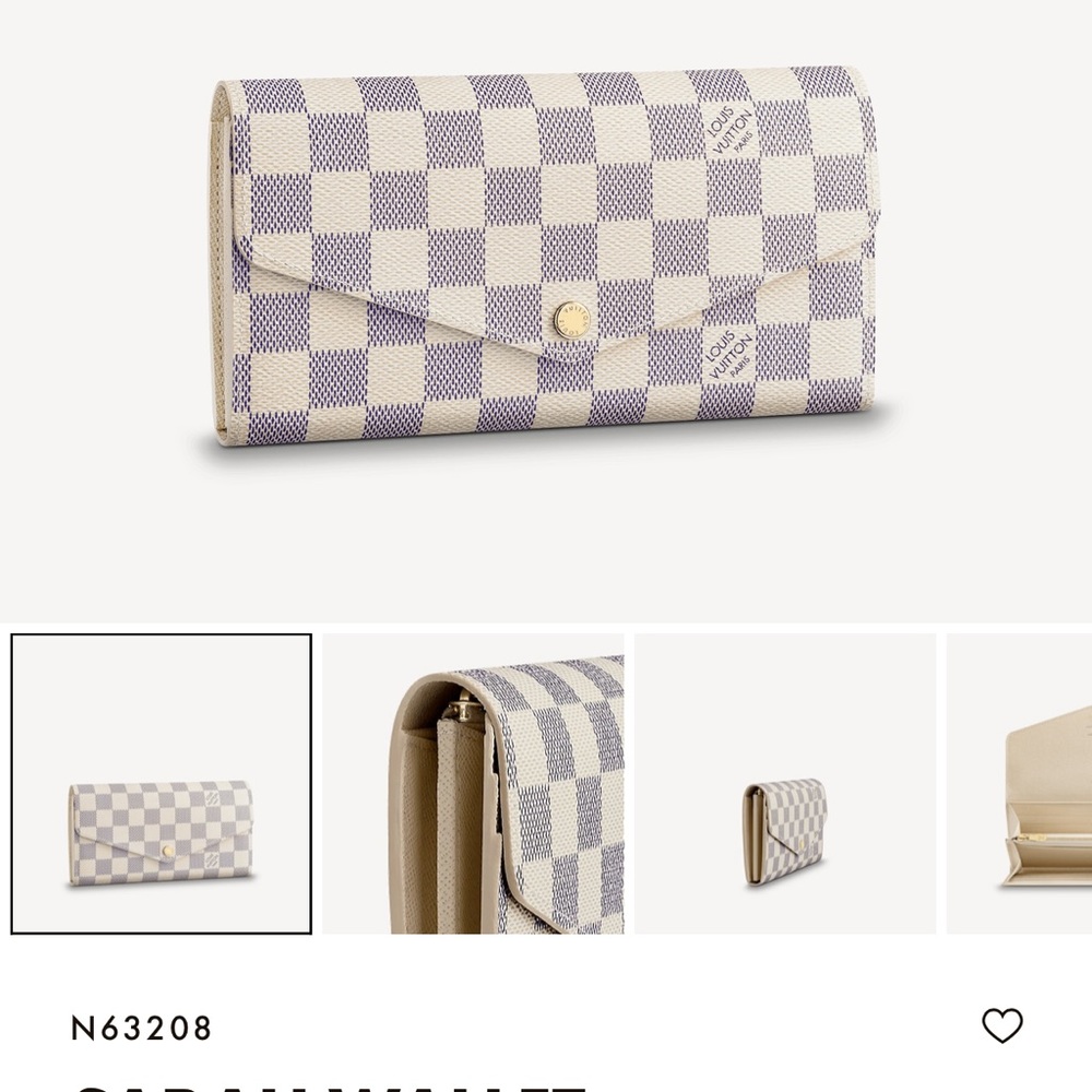 AUTH LOUIS VUITTON Damier Azur Portefeuille Sarah Wallet - Picture 7 of 8